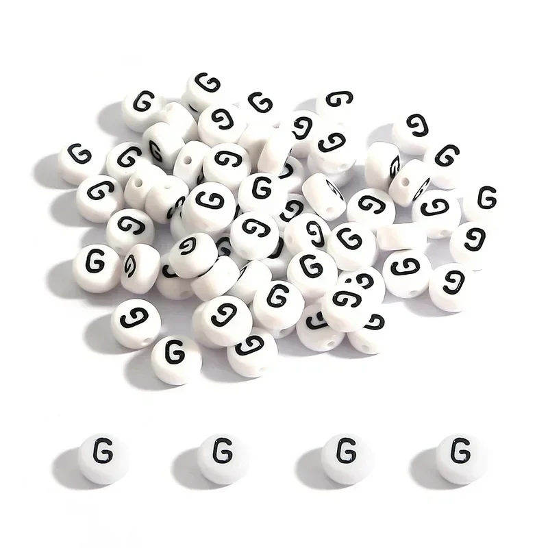 100-500 Stück Acryl A-Z 26 Buchstabenperlen Weiße Runde Alphabetperlen mit Löchern für Schmuckherstellung Halskette Armband Zubehör