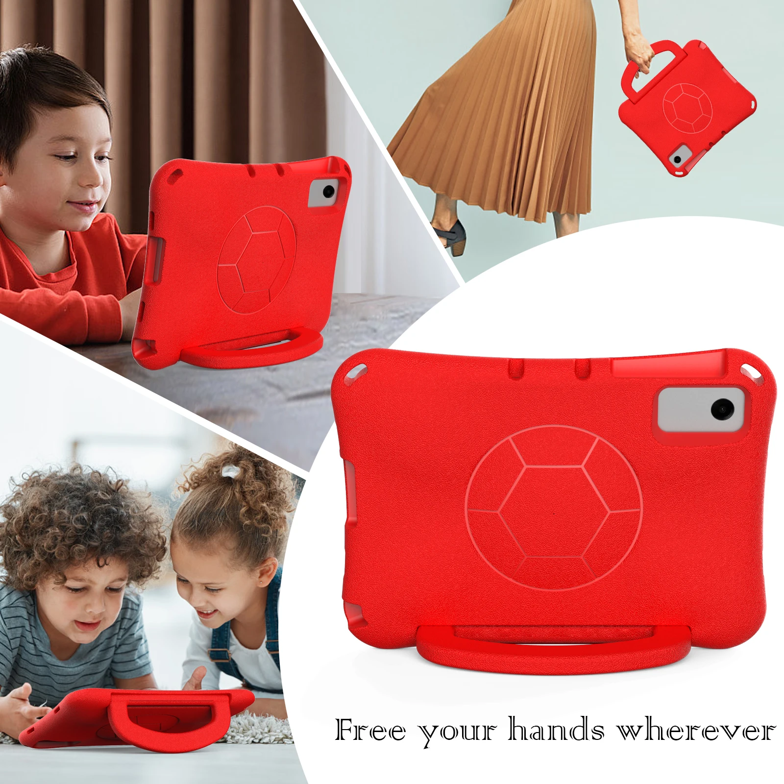 Funda infantil para Samsung Galaxy Tab A9Plus de 11 pulgadas SM-X210 X216B X218U, funda de red de fútbol suave EVA con asa y correa para el hombro