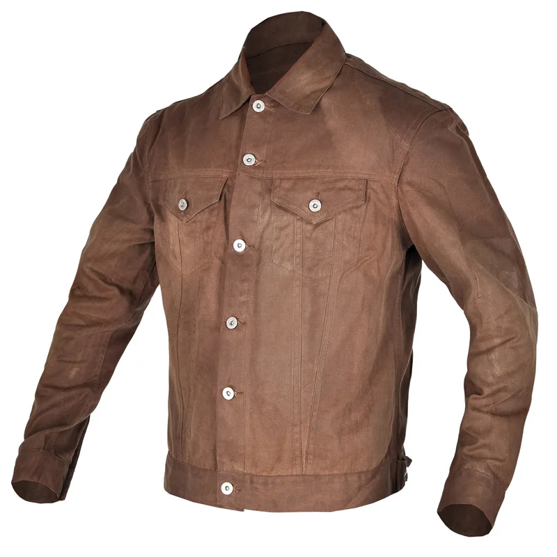 

2026 Men Vintage American Style Oil Wax Biker Jacket CE Protective Windproof Wear-resistant All Season Motorbike Riding Clothi