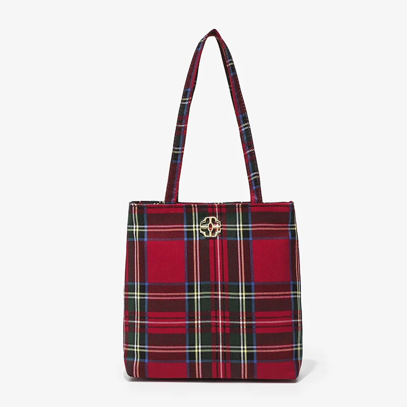 Red Plaid Tote Small Box Bags For Women Luxury Designer Handbags And Purses 2024 New In Fashion Wedding Light Underarm Shoulder