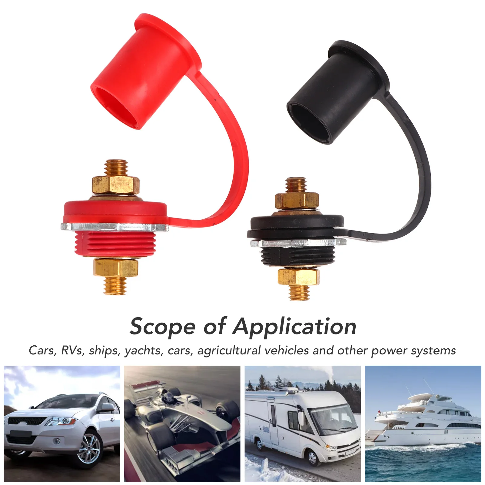 

Battery Terminal End Terminal 250A Red Black 3/8in Stud Battery Binding Post for Car Marine RV Thru Panel Battery Connector