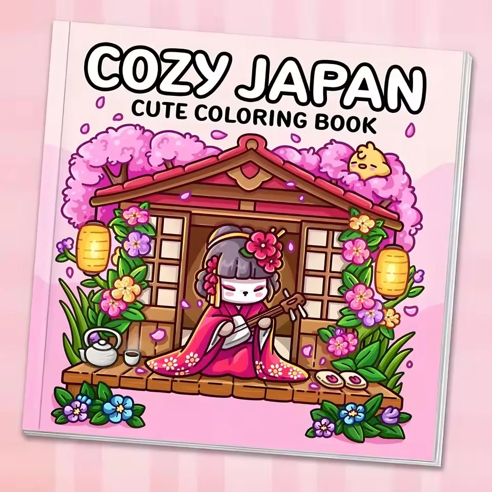 Cozy Japan Adult Teen Coloring Book Cute Patterns Stress Relief Relaxation Drawing Leisure Art