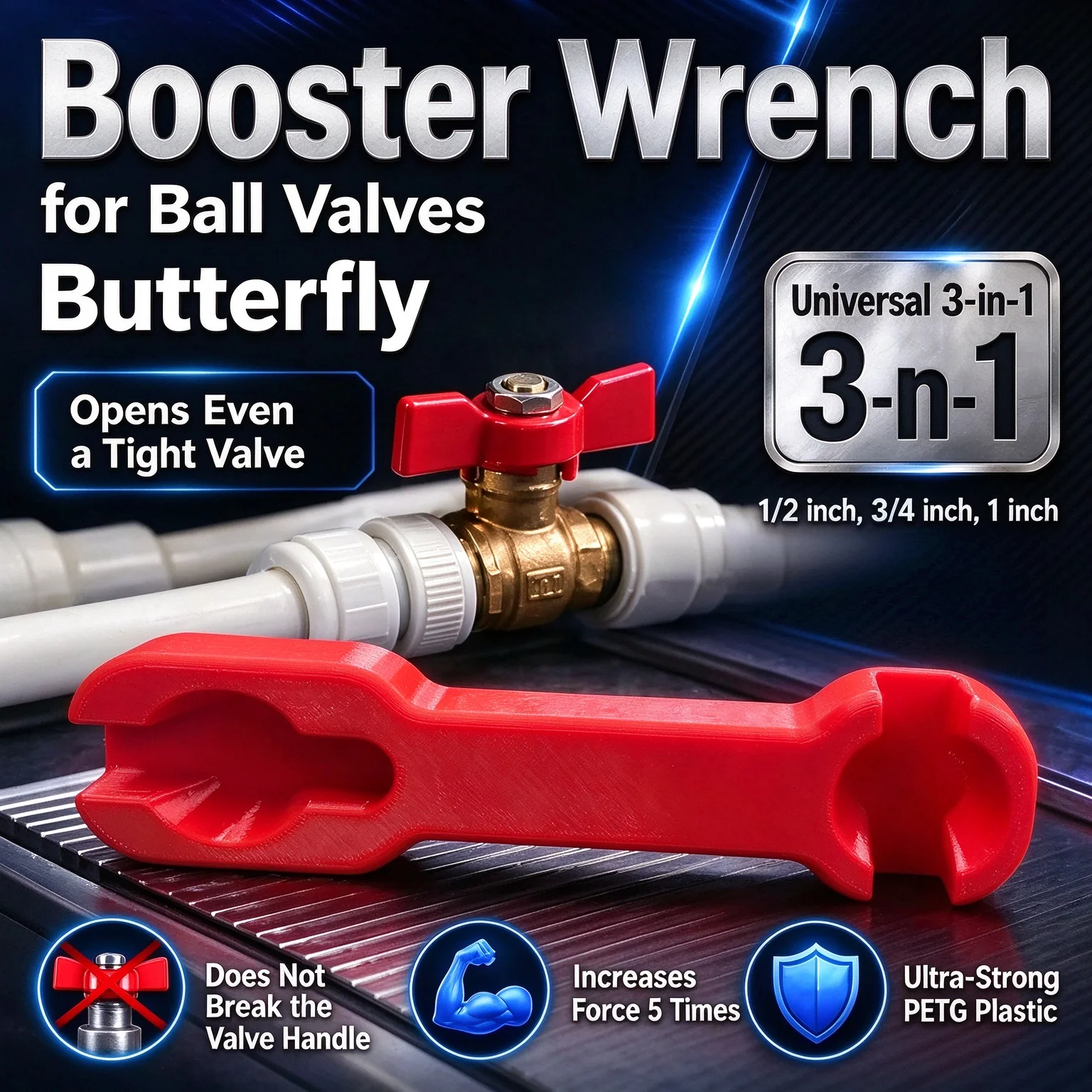 Universal Ball Valve Wrench, Reliable Tool for Multiple Tasks, Anti-Static Explosion-Proof Adjustable Valve Spanner