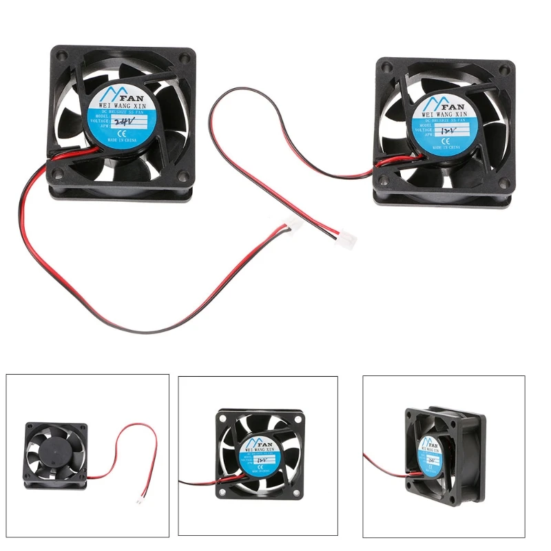 60x60x25mm wentylator 6025 12V 24V dla DC bezszczotkowy komputerowy wentylator chłodzący 3200RPM USB 2 Pin łożysko ślizgowe komputer stancjonarny do obudowy — zdjęcie 6