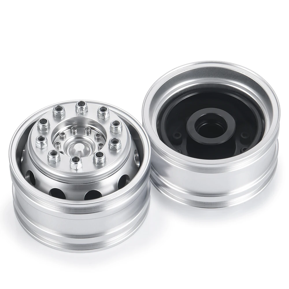 TRINOOD Aluminum Alloy Front Wheel Hub Rims for 1/14 Tamiya Truck RC Climbing Trailer Cargo Car Parts