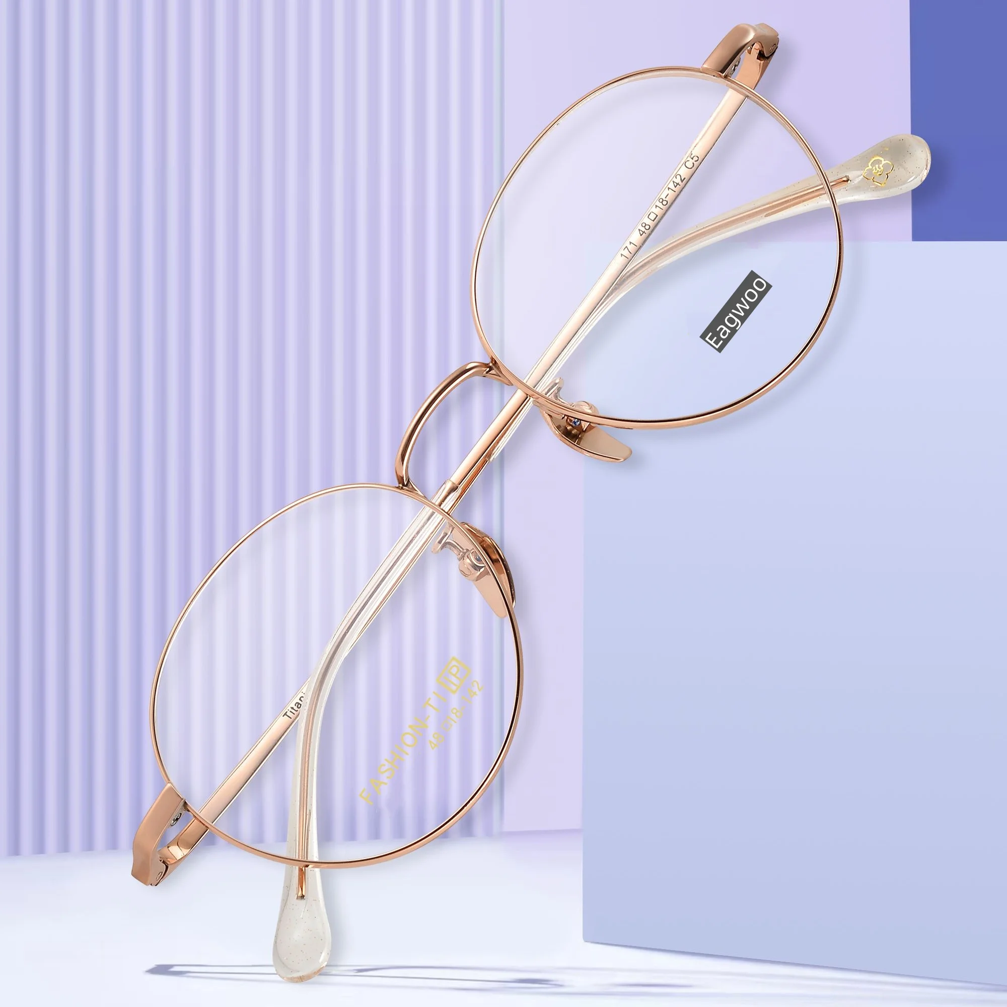 Pure Titanium Full Rim Vintage round Eyeglasses Nerd Frame Optical Prescription Spectacle 48mm Wide for Men And Women