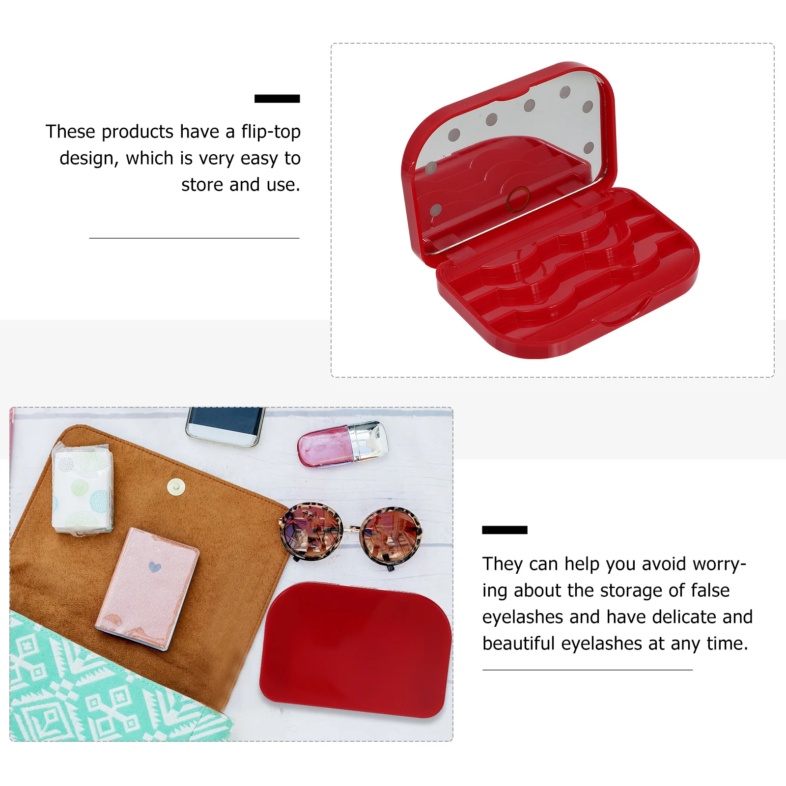 Caja de almacenamiento de pestañas LED con tapa abatible, estuche para pestañas postizas, organizador de pestañas, portátil, compacto para salón, almacenamiento diario, uso en viajes