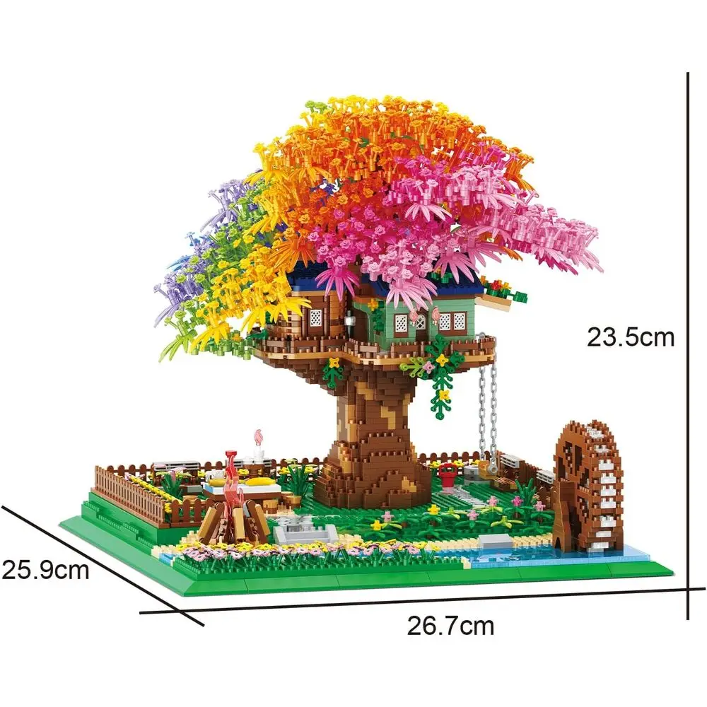 Illuminating Rainbow Flower Building Blocks and 4451-Piece Cherry Blossom Bonsai Tree Architecture Kit for Adults
