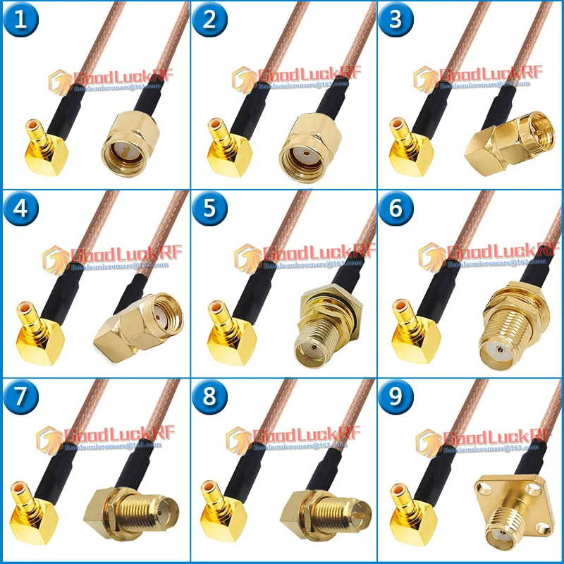 

SMB Male 90 Degree to SMA Male RPSMA RP-SMA RP SMA Female Right Angle Washer Nut Flange 50ohm Pigtail Jumper RG316 Extend Cable