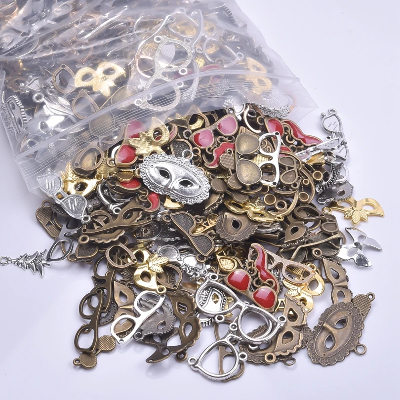 Mixed Party Mask Charms For Jewelry Making Antique 3 Color Glasses Sunglass Charms DIY Bracelet Jewelry Handmade Accessories New