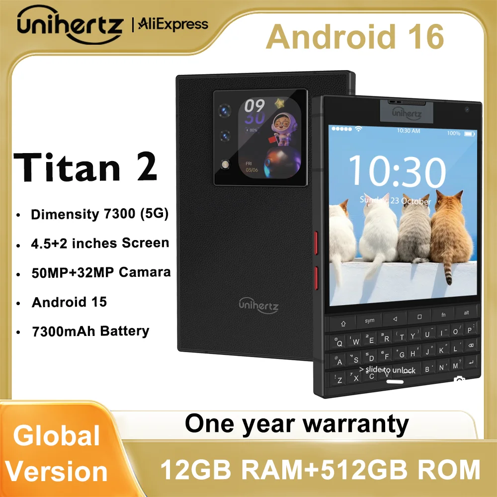 S Unihertz TiTAN2 512 GB SIMフリー ブラック 本体 Unihertz Titan 2 - 最新の5G QWERTY物理キーボードスマートフォン