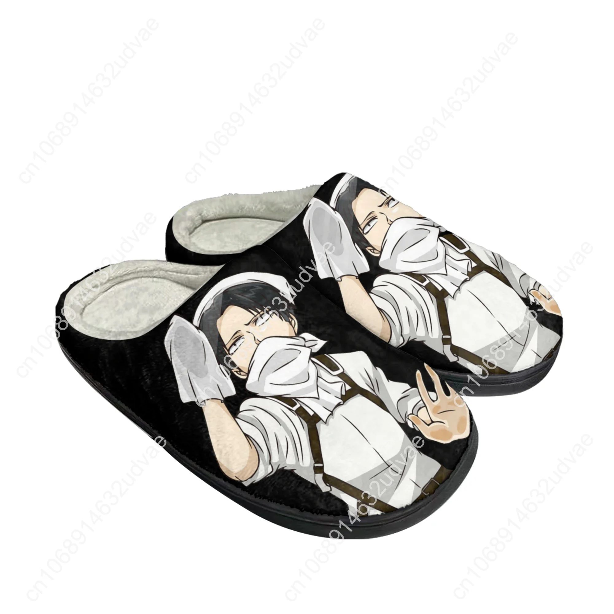 Anime Attack on Titan Levi Ackerman Home Cotton Custom Slippers Mens Womens Sandals Plush Casual Keep Warm Shoes Thermal Slipper