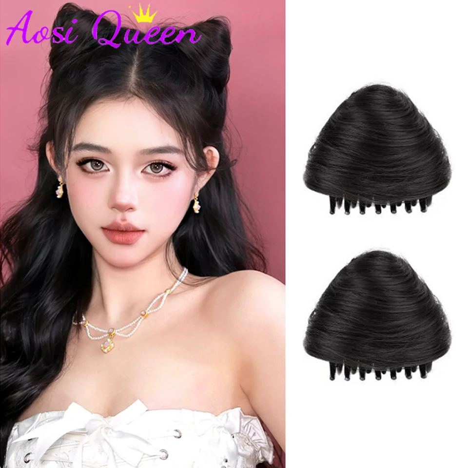 AOSI Synthetic Bow Cat Ear Ball Head Claw Clip Style Antique Style Hair Bag Wig Hair Clip Hair Accessories For Women