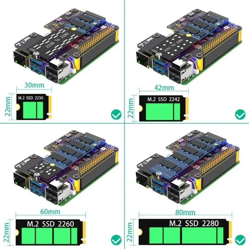 Y1UB  NVMe to PCIe Adapter for RPi 5 NVME SSD Cooling Fan Automatic Discoloration LED Efficient Data Handling