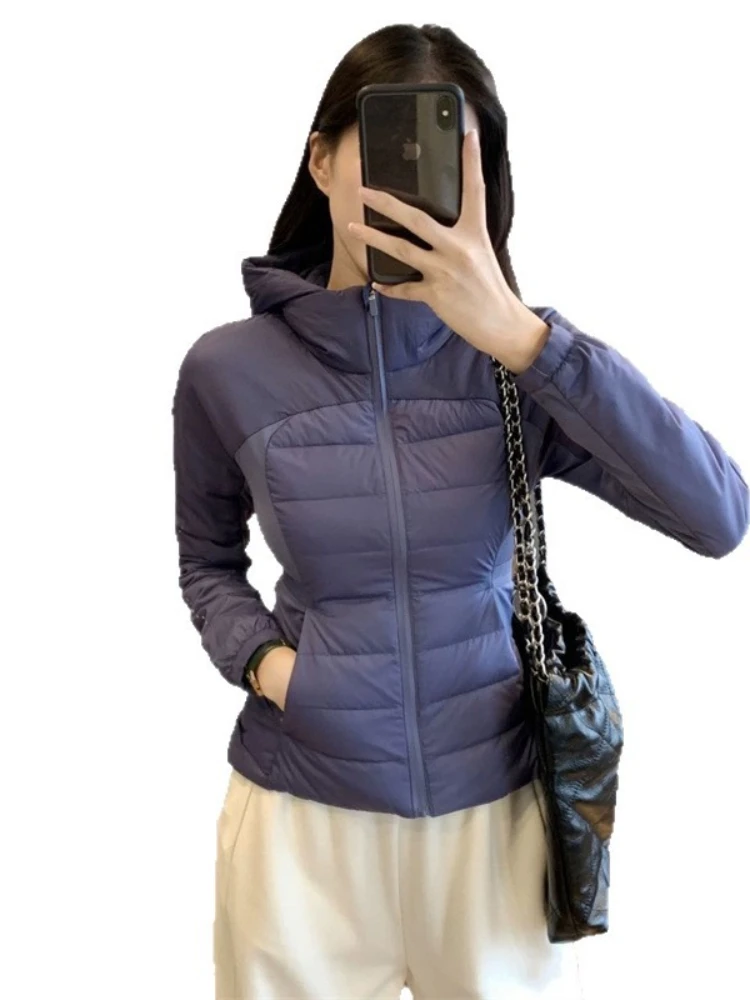 90% witte eend donsjack sportjas lichtgewicht pufferjas dames 2025 nieuwe slanke yogakleding met lange mouwen casual outdoor top