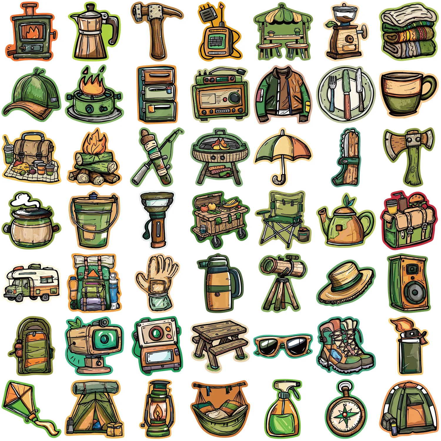 50pcs Outdoor Camping Gear Cartoon Graffiti Stickers DIY Phone Guitar Laptop Notebook Suitcase Waterproof Sticker Kids Toy Gifts