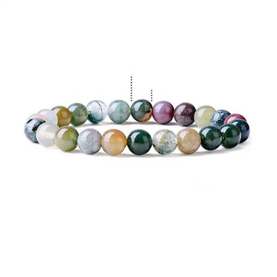 6mm Natural Indian Colorful Agate Mala Bracelet 7.5 inches Bead Japa Mala Gemstone Zen Women Sacred Jewelry Chakra Natural stone view 2