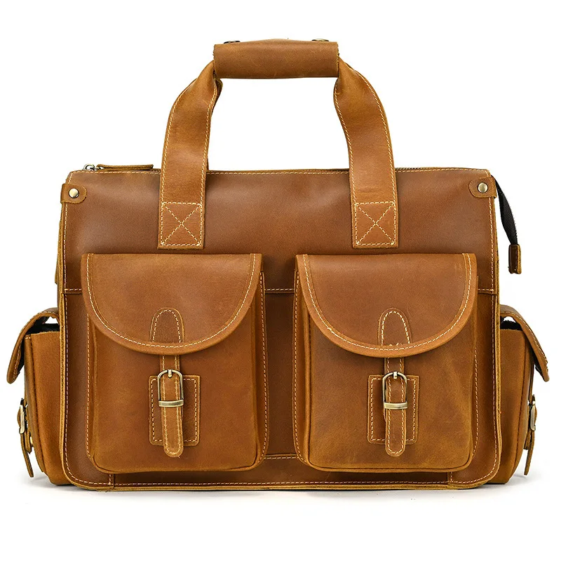 Business Shoulder Briefcases Laptop Commuting Man Outdoor Briefcases Handbag Leather Bags Valigette MHGWB