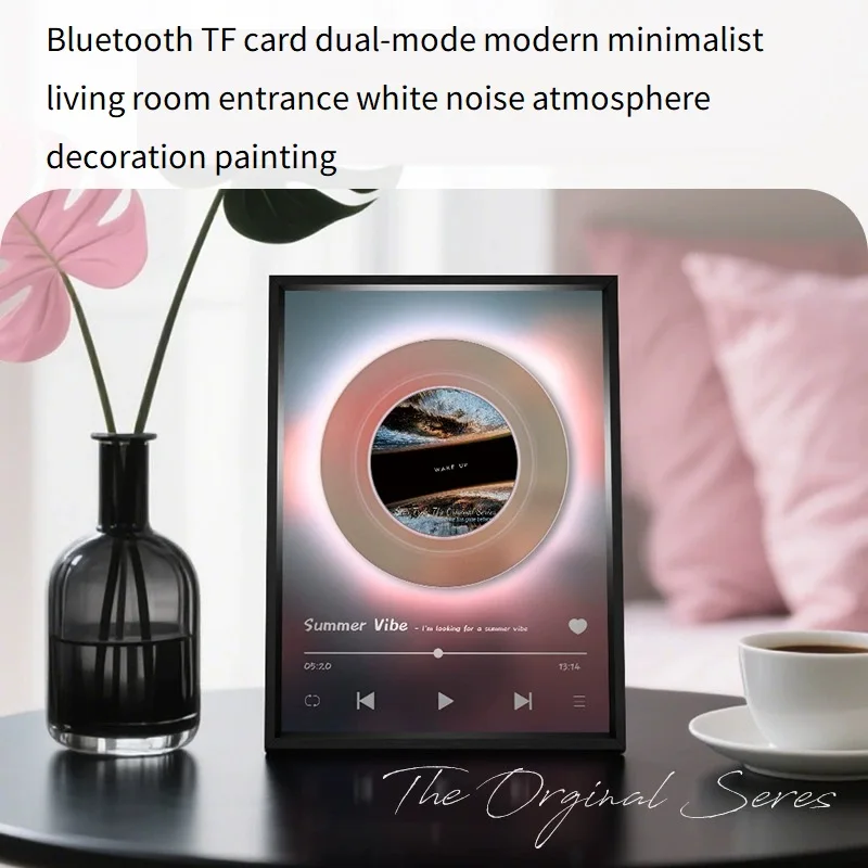 بطاقة بلوتوث TF وضع مزدوج غرفة المعيشة الحديثة الحد الأدنى الأبيض الضوضاء جو الديكور اللوحة مكبر هاي فاي 3000mah