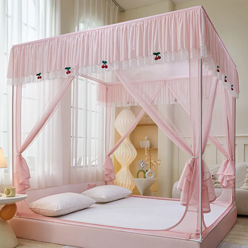 UT Type Zipper Square Mosquito Net Baby Anti-drop Three Door Canopy Bed Room Decoration Large Space 1.7M Height