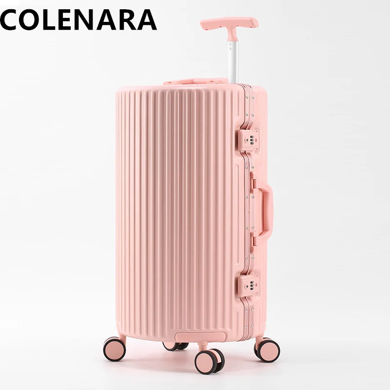 COLENARA Anti-scratch Suitcase ABS + PC Anti-drop Aluminum Frame Boarding Box Women\'s Password Box 20\