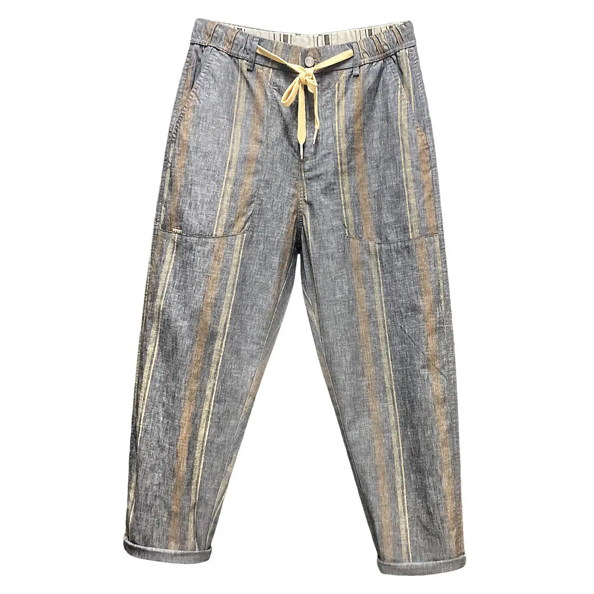 Vintage Pants Men's Loose Straight Youth Vitality Striped Harlan Radish Casual Pants Men's