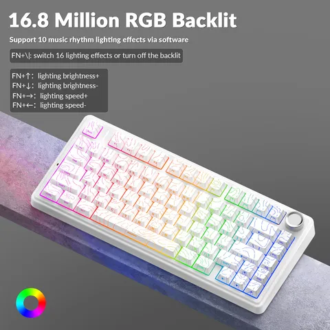 AULA F75Pro Прокладка Беспроводная игровая механическая клавиатура RGB Индивидуальная раскладка 75% Колпачки клавиш из ПБТ с боковой гравировкой