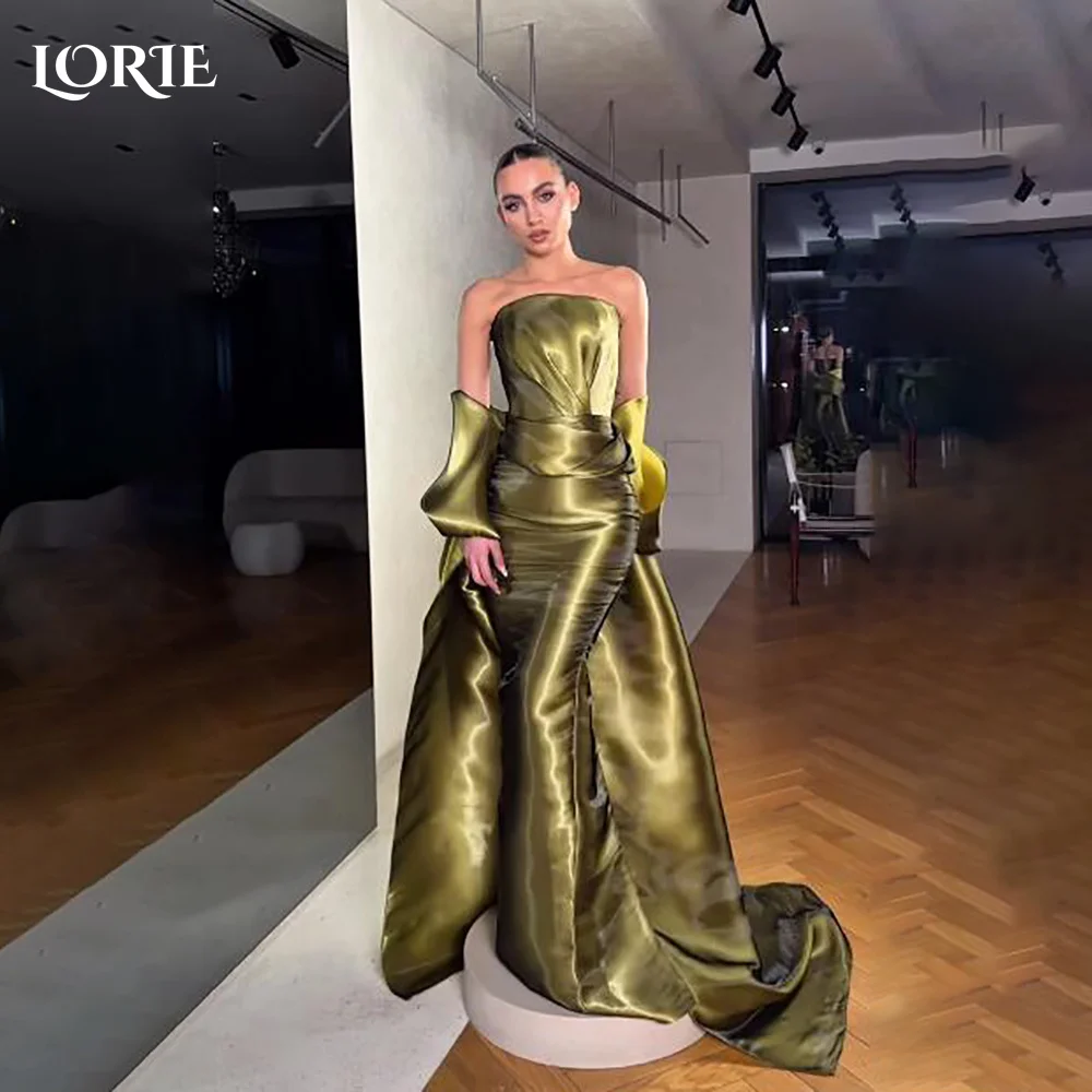 

LORIE Shiny Mermaid Evening Dress Strapless Pleats Sparkly Princess Prom Dress A-Line Ruched Pleats Party Gown Customized 2026