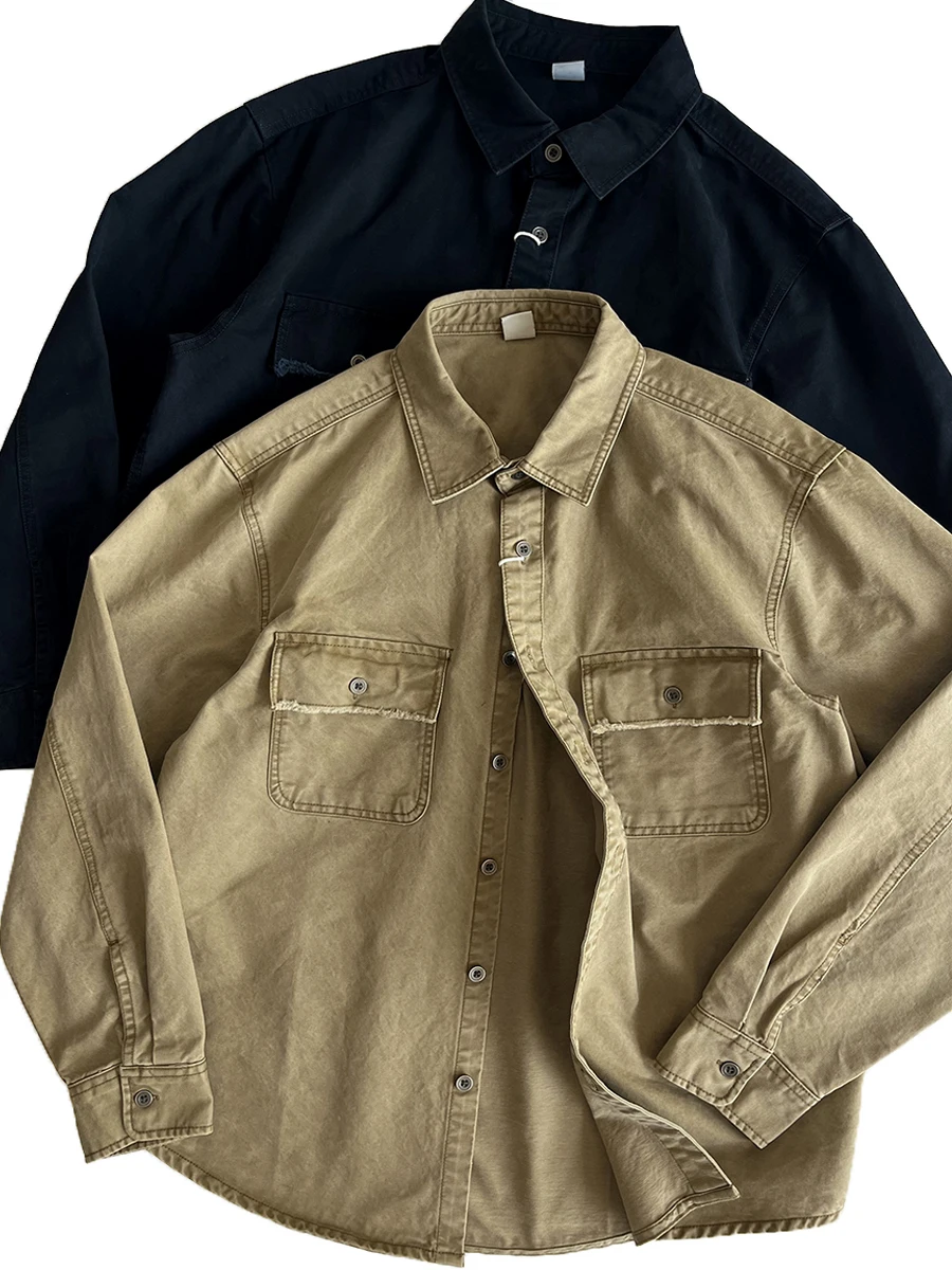 

Модная утепленная хлопковая рубашка с длинным рукавом в японском ретро-стиле, свободного кроя, для охоты, в стиле рабочей одежды