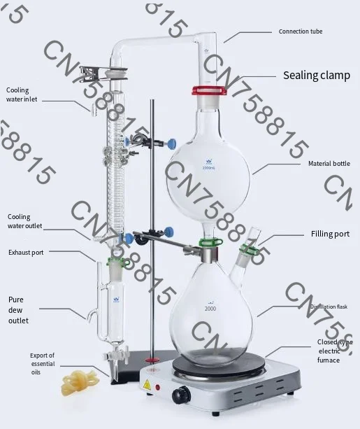 

Разделительный завод, дистилляционное оборудование, дистиллятор воды, экстракция эфирного масла 500/1000/2000 мл.