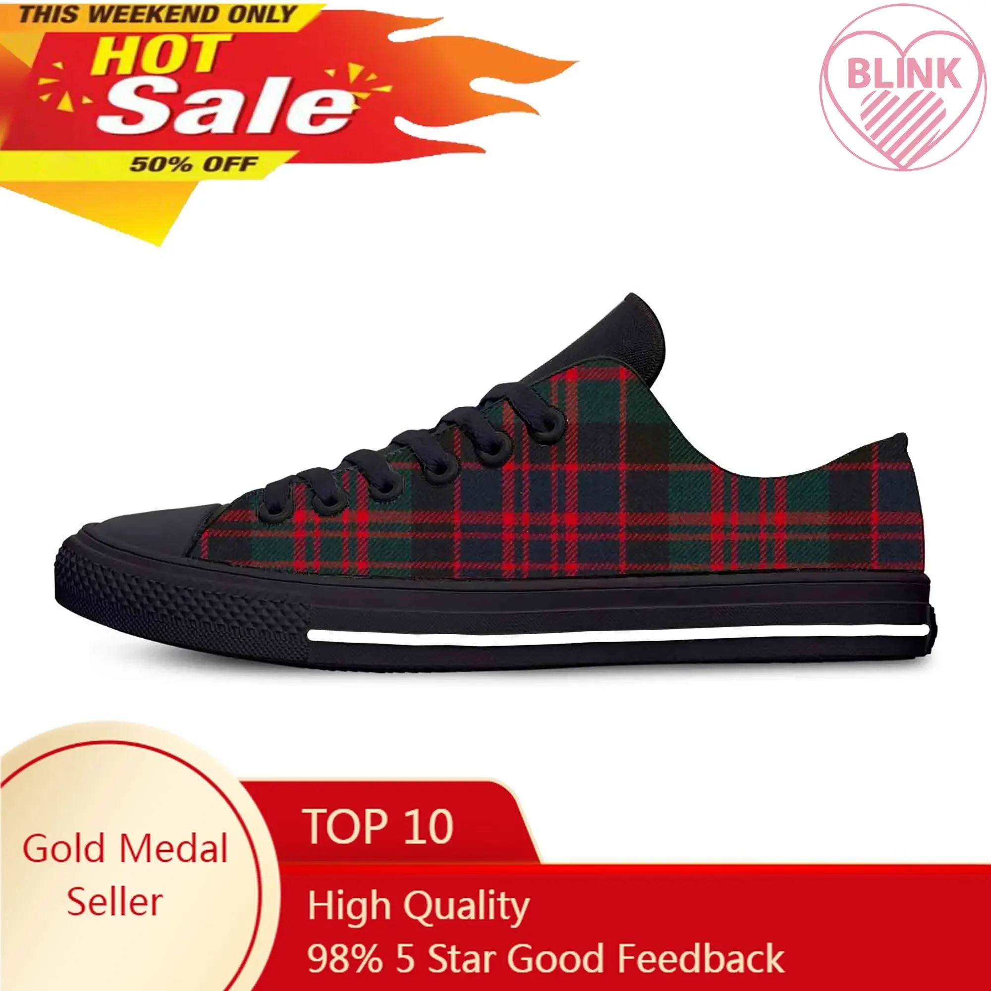 

Hot Summer MacDonald Tartan Plaid Scottish Stewart Aesthetic Casual Cloth Shoes Men Women Sneakers Low Top Classic Board Shoes