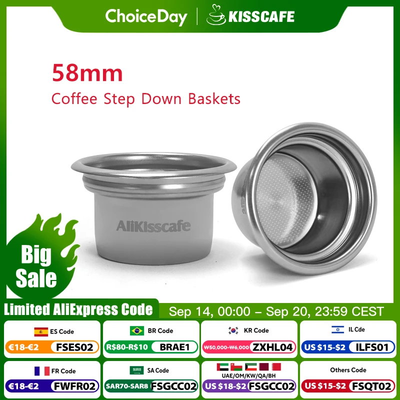 AliKisscafe 58mm to 49mm Step Down Filter Basket Kit Screen Tamper For Bottomless Portafilter Espresso Accessories Barista Tools