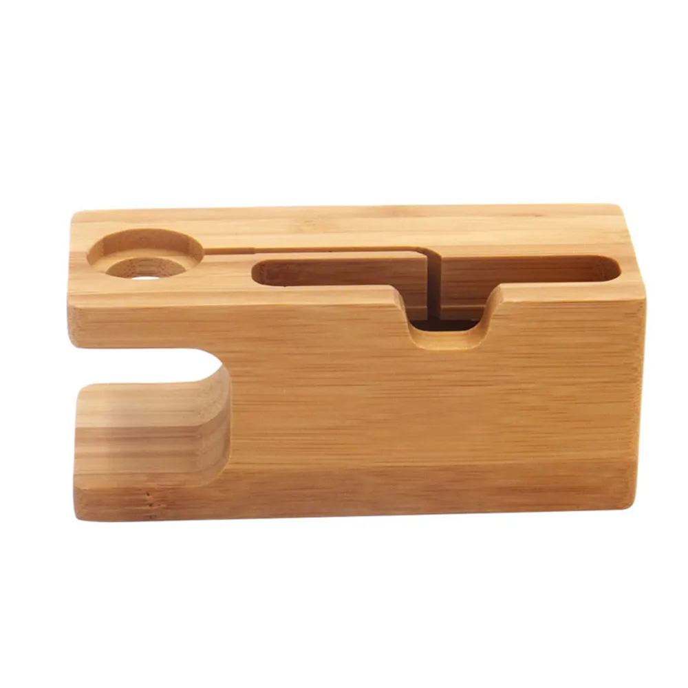 Wooden Charging Dock Station Bamboo Charger Stand Base Mobile Phone Holder Stand For image 4