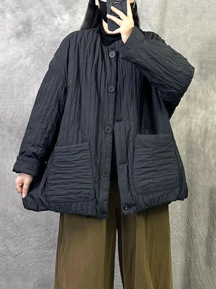 women casual loose jacket Coat 2025 Autumn Spring Winter Cotton Padded oversized outerwears