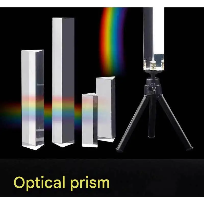 

Optical Triangular Prism for Kids Colorful Refracting Prism Physics Experiment & Photography Kit 30x30x130mm with Tripod Stand