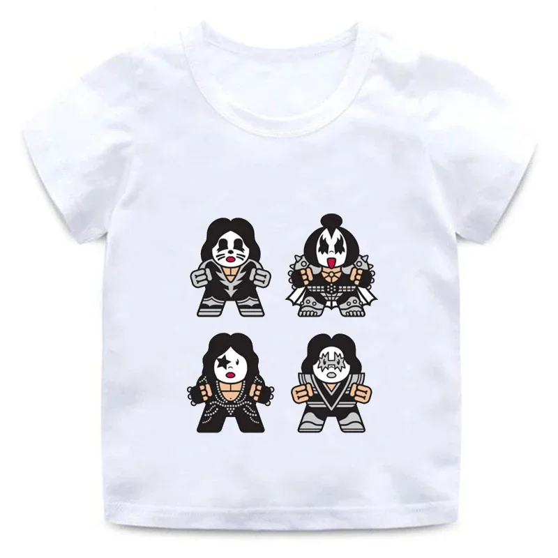 Girl Boy Blouse New Stormtrooper Fans Kiss Rock Band Print Round Neck Cotton TShirt Children Summer Short Sleeve Kid T-shirt Top