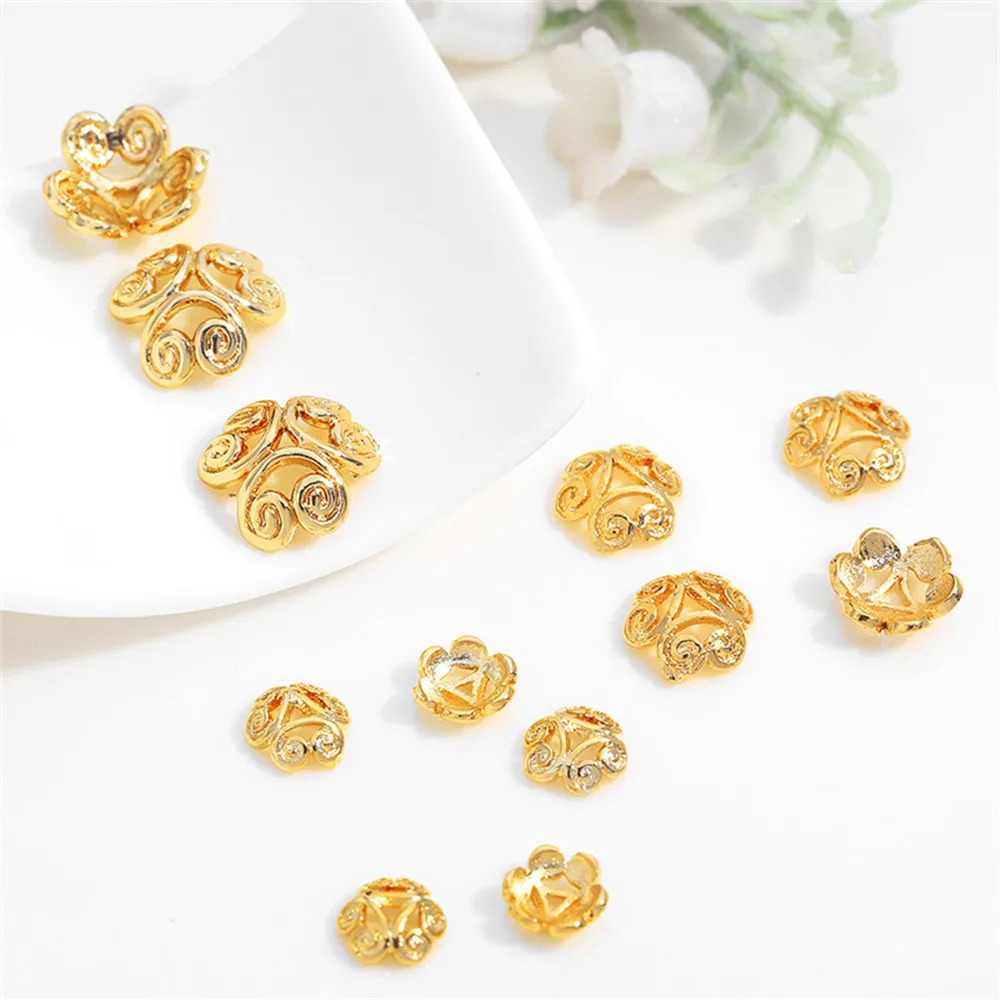 

20 pcs Gold Plated Brass Bead Caps Openwork Bead Caps 3 sizes to choose BC005