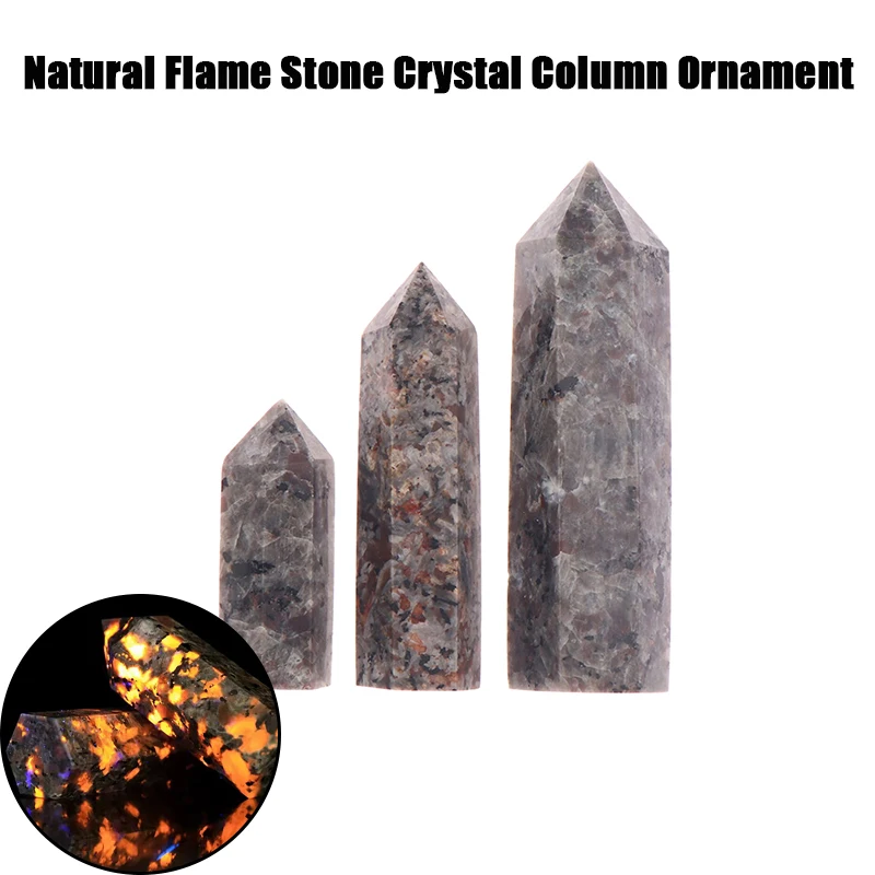 1 Piece Healing Home Decor Natural Yooperlite Fluorescing Sodalite Hexagonal Tower Crystal Flame Stone Point Energy Mineral