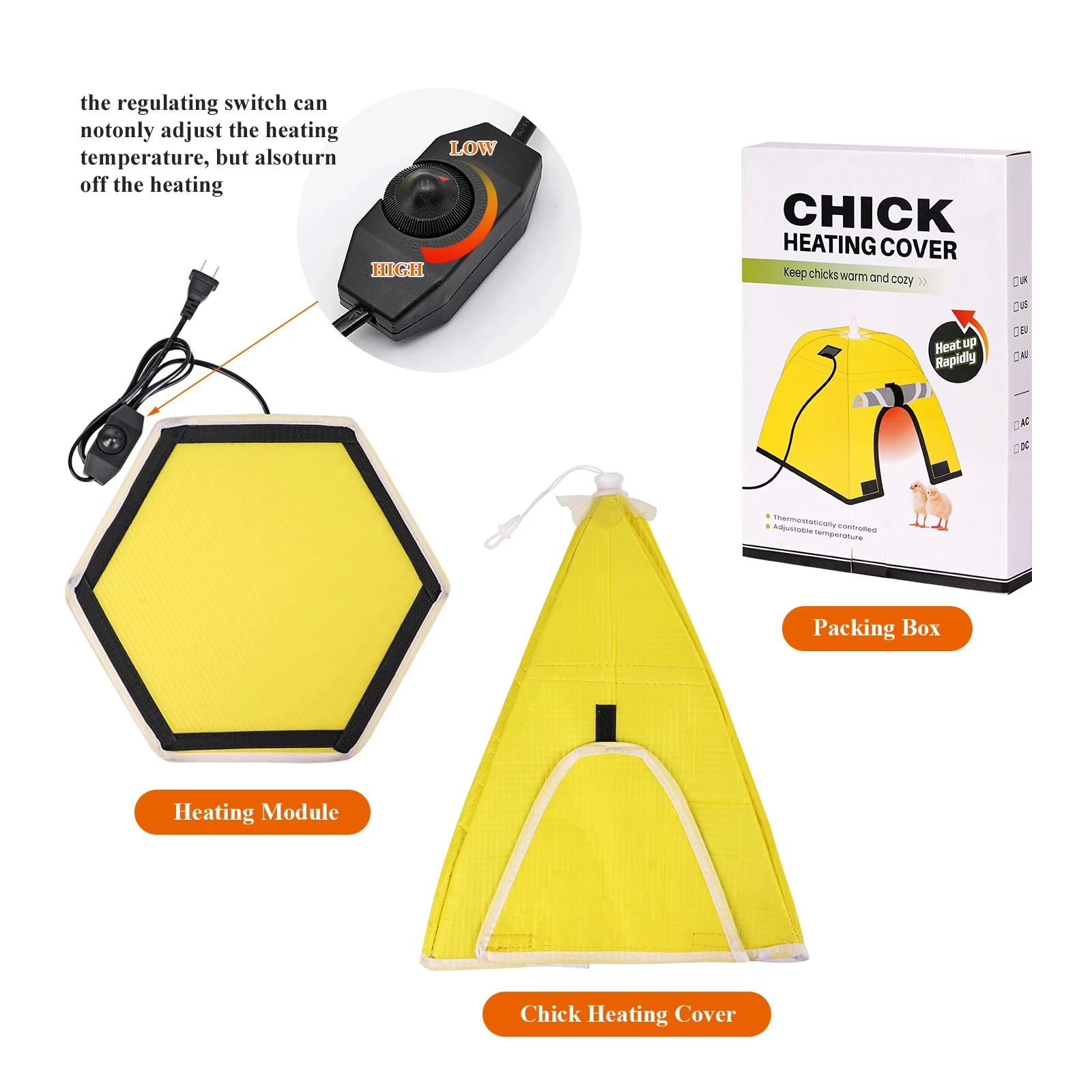 Pet Poultry Electric Chick Brooder Heating Cover Chick Heater Chicken Warmer Easy To Install Convenient Time-saving 110V/220V