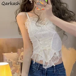 Lace Camisoles Women Sexy Aesthetic Crop Tops Hotsweet Female Retro Streetwear Fashion Party Wear Chic Lace-up Princess Inner