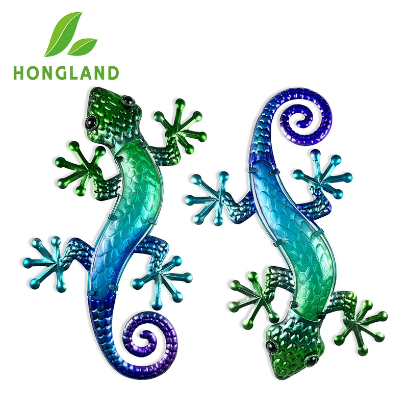 

Metal Gecko Wall Art 15 Inch Lizard Outdoor Decor Lizards Garden Sculpture for Yard Fence 2 Pack