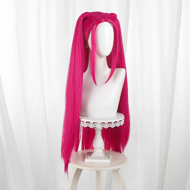 Anime KPop Demon Hunters Mira Cosplay peluca HUNTR/X Mira Cosplay pelo largo Rosa cola de caballo roja para fiesta de Halloween mujeres hombres