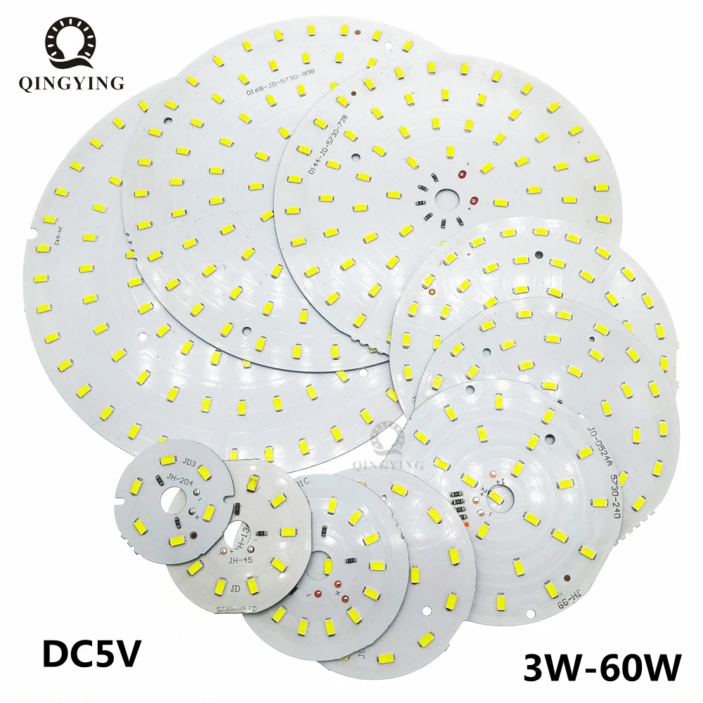 10pcs 5V Light Board 3W 5W 7W 9W 12W 24W 36W 40W 50W 60W White Color 46mm-186mm LED Lamp Panel For Spotlight Ceiling Light