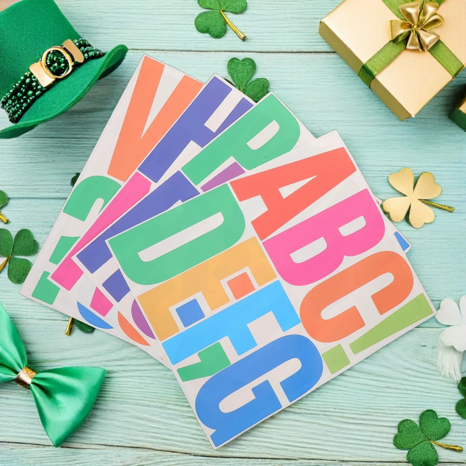 

16 Sheets Vibrant Fade Resistant Waterproof Alphabet Stickers Peel and Stick Letters for Bulletin Boards Mailbox School Office