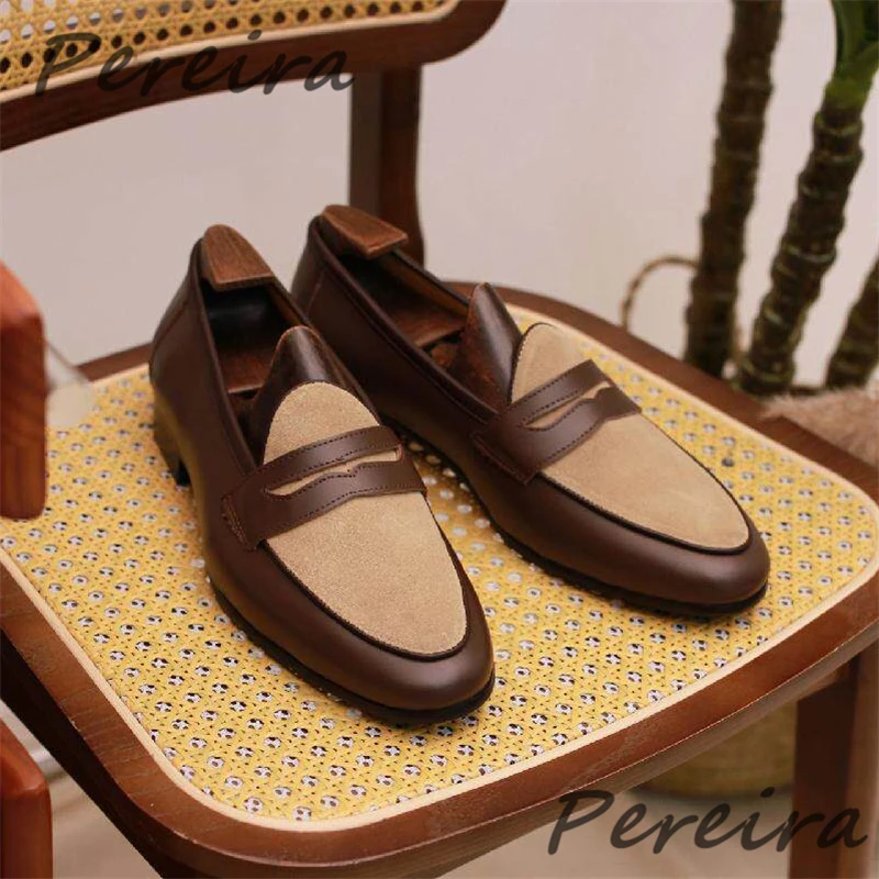 

Mixed Colors Genuine Leather Business Casual Shoes Summer Versatile British Style Low Heel Loafers Party Wedding Men's Shoes