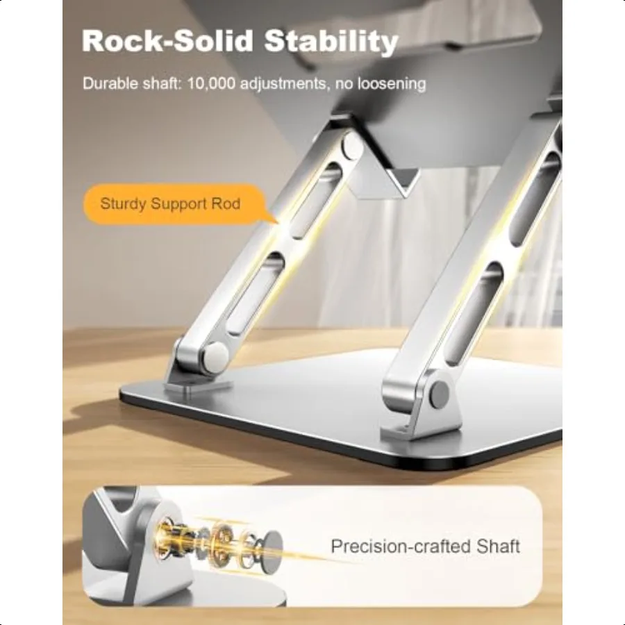 Suporte ergonômico para laptop, porta dualbar, altura ajustável, suporte riser para mesa, ventilado, computador portátil, notebook