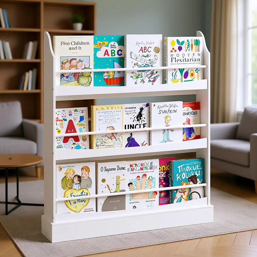 

3-Tier Kids Bookshelf with Storage for Rooms, Bedroom, Living Room, White