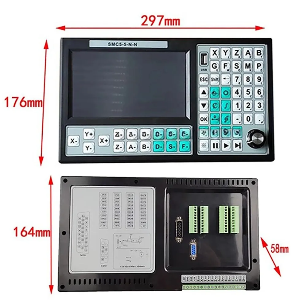 SMC5-5-N-N CNC Offline Controller 5 Axis Group 500KHz Motion Control System 6 Axis Emergency Stop Handwheel