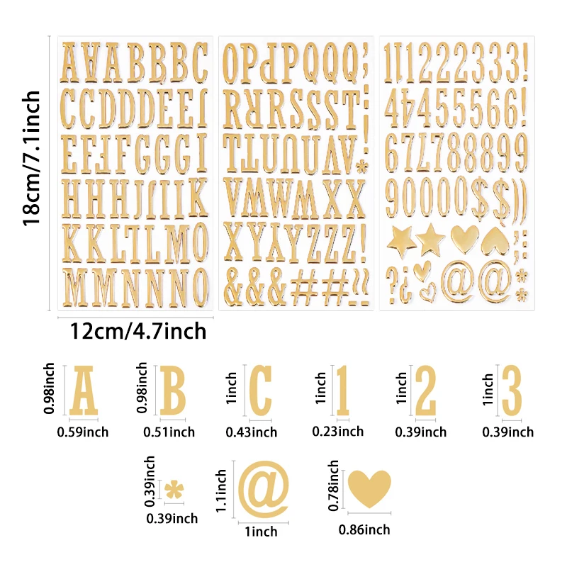 3 أوراق ثلاثية الأبعاد الذهب منتفخ رسالة عدد ملصقات Crafts بها بنفسك الحرف القرطاسية بريق سجل القصاصات ذاتية اللصق الديكور الشارات الاطفال اللعب #6