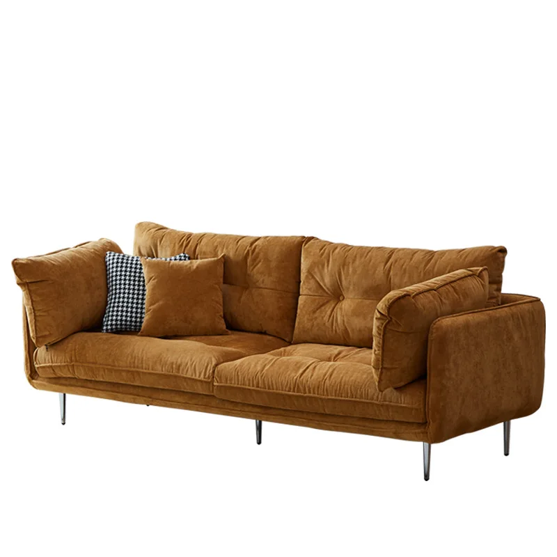 

Nordic retro, small apartment, fabric sofa, modern living room cream style, corduroy removable and washable, double triple sofa